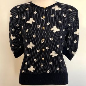 Aquascutum Navy/White Dotted-Floral Sweater